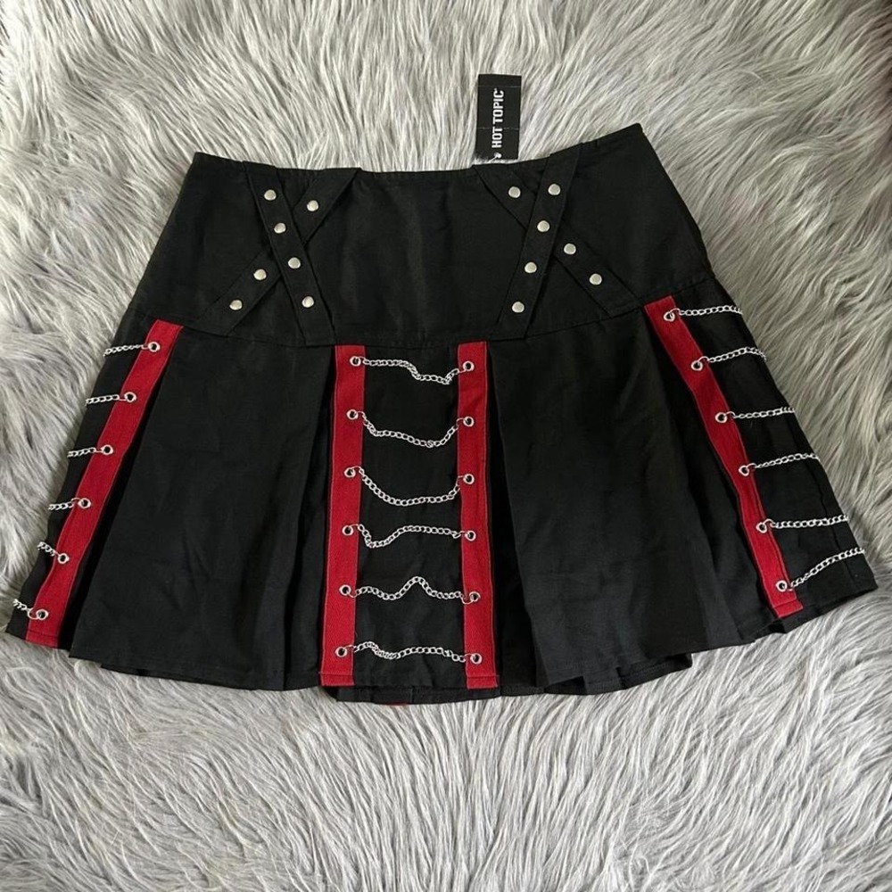 Social Collision Black Pleated Chain‎ Skirt Womens Size XL